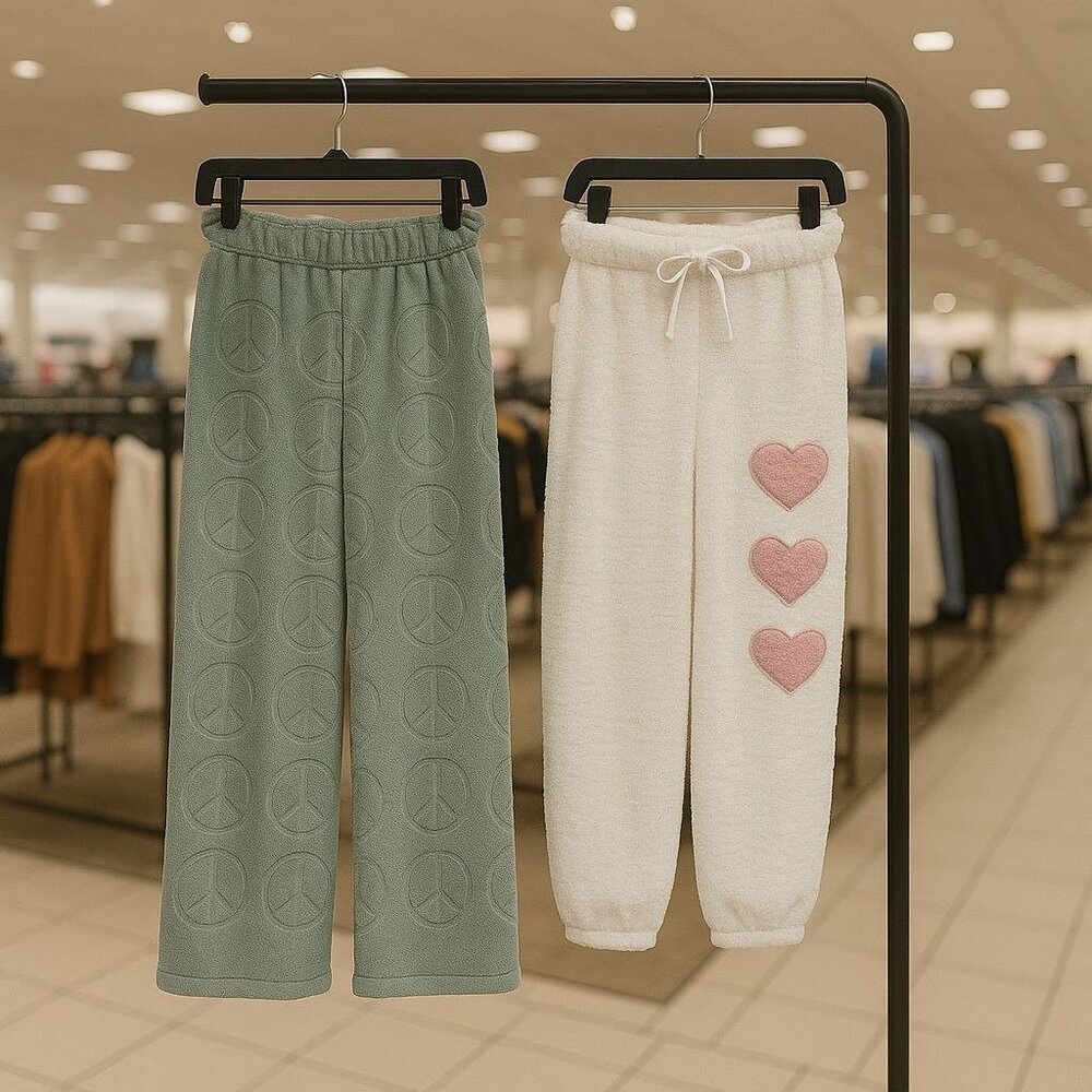 NEW Grave Fame Lot of‎ (2) Fuzzy Comfy Cozy Feminine Pajama Pants Juniors S